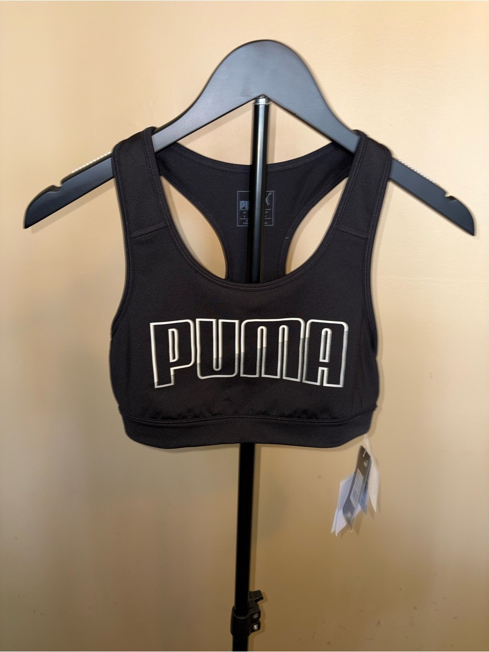 Puma Black Athletic Logo Racerback Bra